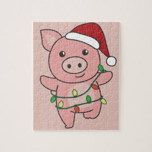 Pig Christmas Winter Animals Pigs Jigsaw Puzzle