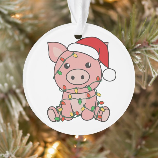 Pig Christmas Winter Animals Pigs Ornament (Tree)