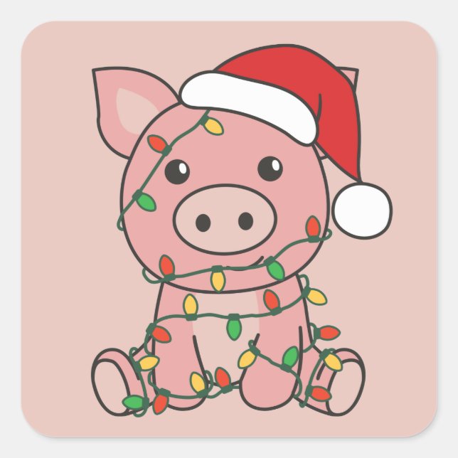 Pig Christmas Winter Animals Pigs Square Sticker (Front)