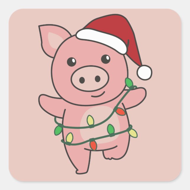 Pig Christmas Winter Animals Pigs Square Sticker (Front)