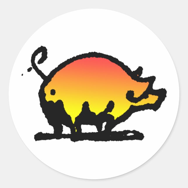 pig classic round sticker (Front)
