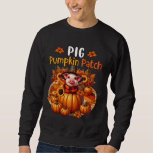 Pig Cute Patch Thanksgiving Pumpkins Fall Leaves Sweatshirt
