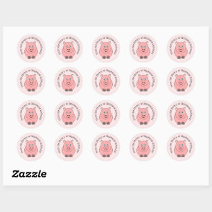 Pig Design Personalised Bookplate Classic Round Sticker