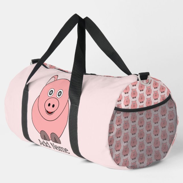 Pig Design Personalised Duffle Bag (Right Corner)