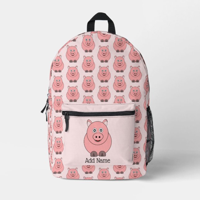 Pig Design Personalised Printed Backpack (Front)