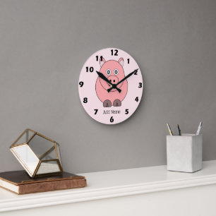 Pig Design Personalised Round Clock