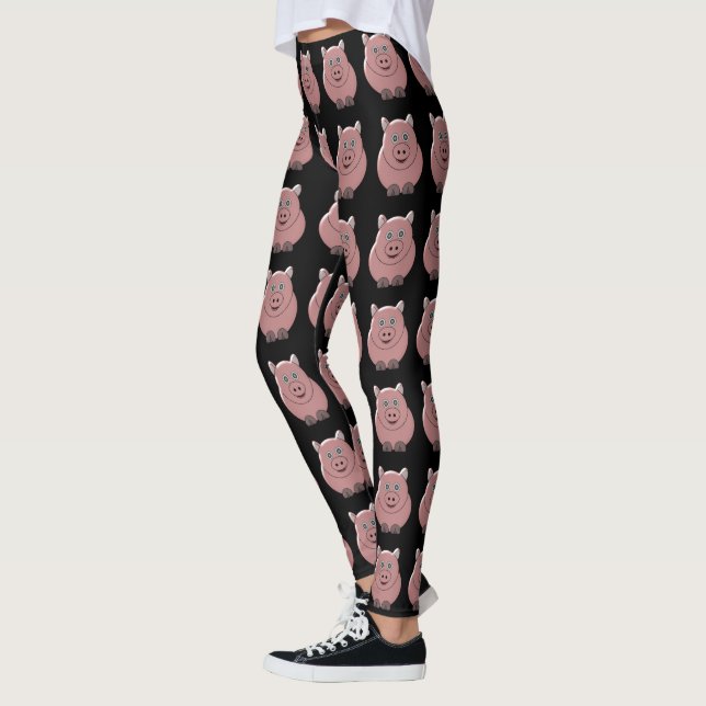 Pig Design You Choose Background Colour Leggings (Left)