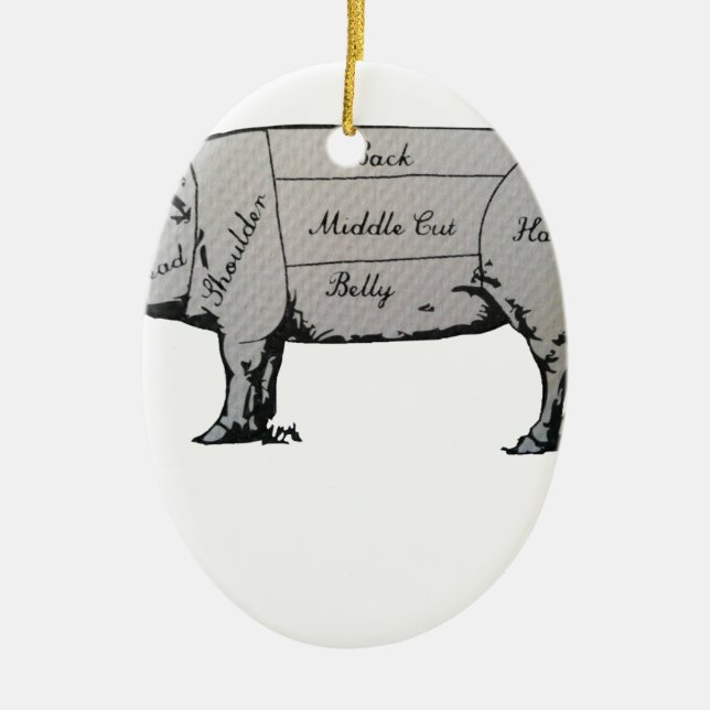 Pig Diagram Ceramic Ornament (Front)