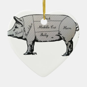 Pig Diagram Ceramic Tree Decoration