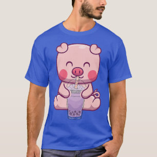 Pig Drinking Bubble Boba Tea Japanese Premium T-Shirt