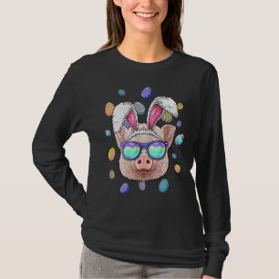 Pig Easter Bunny Ears Farmer Easter Eggs Hunting T-Shirt