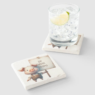 Pig - Eat More People Stone Coaster