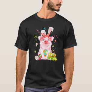 Pig Egg Hunting Basket Easter Bunny Spring Easter  T-Shirt