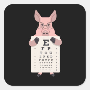 Pig eye chart square sticker
