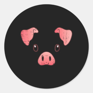 Pig Face Costume Cute Hog Halloween Animal Kids Classic Round Sticker