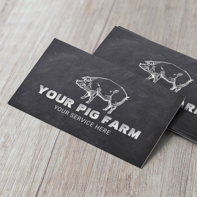 Pig Farm Livestock Pork Producer Rustic Chalkboard Business Card (Creator Uploaded)