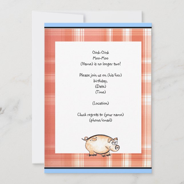 Pig farm party invitation (Front)