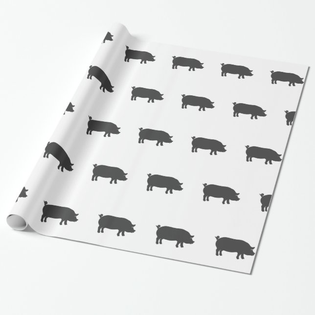 Pig farm silhouette - Choose background colour Wrapping Paper (Unrolled)