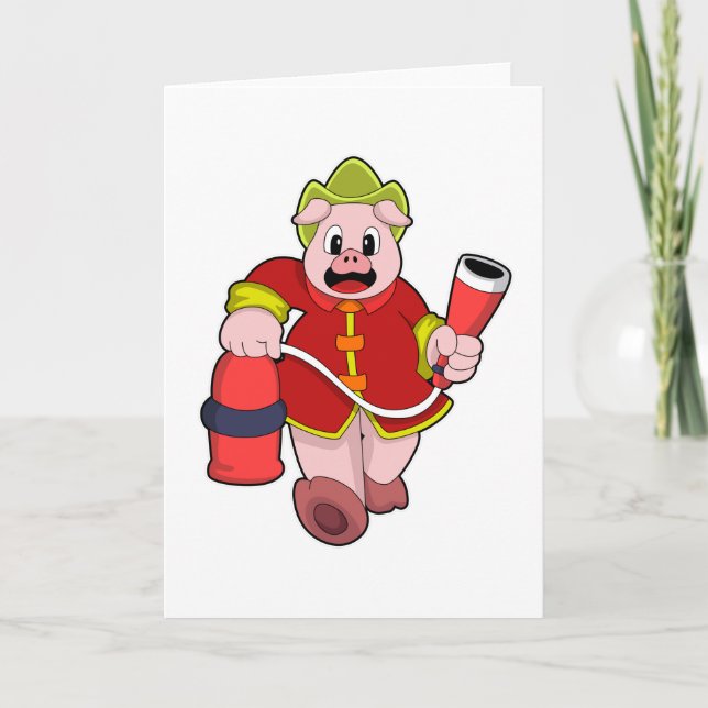 Pig Firefighter Fire extinguisher Card (Front)