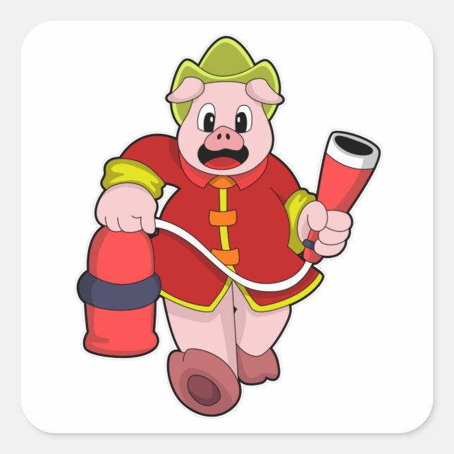 Pig Firefighter Fire extinguisher Square Sticker (Front)