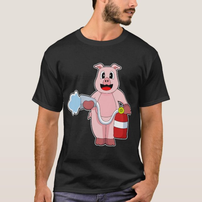 Pig Firefighter Fire hose T-Shirt (Front)