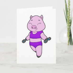 Pig Fitness Dumbbell Card