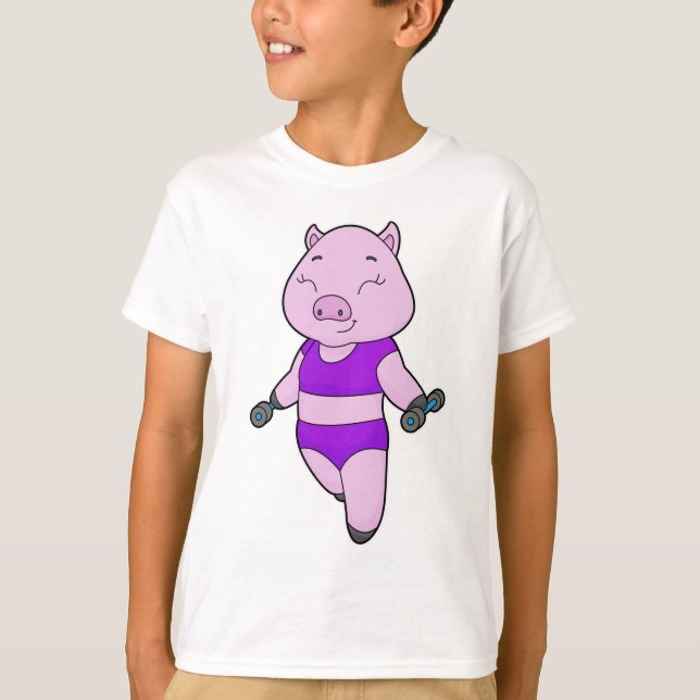 Pig Fitness Dumbbell T-Shirt (Front)