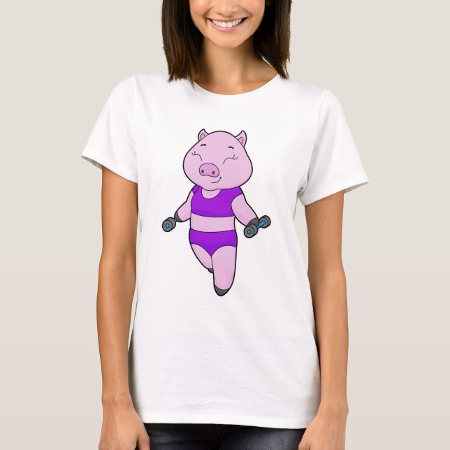 Pig Fitness Dumbbell T-Shirt (Front)