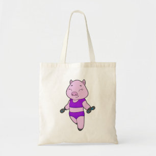 Pig Fitness Dumbbell Tote Bag