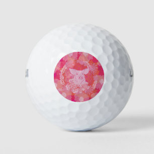 pig,flower of life, blue, mandala,zen,chakra,patt golf balls
