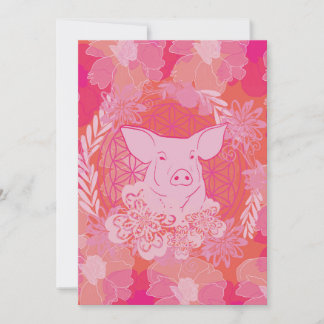 pig,flower of life, blue, mandala,zen,chakra,patt invitation