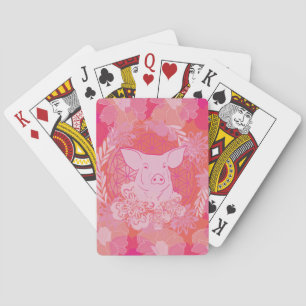 pig,flower of life, blue, mandala,zen,chakra,patt playing cards