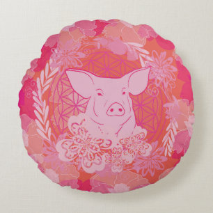 PiG Flower of life Round Cushion