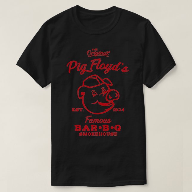 Pig Floyd's Famous Bar-B-Q Smokehouse  Funny BBQ   T-Shirt (Design Front)