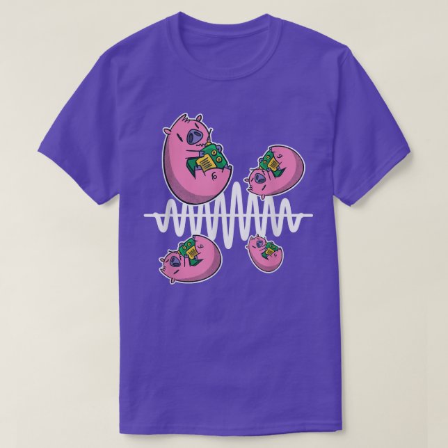 Pig Fly Around Frequency Waves Ham Radio Operator  T-Shirt (Design Front)