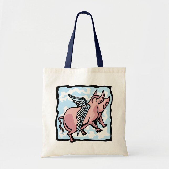 Pig Flying in the Clouds Tote Bag (Front)