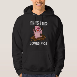 Pig For Kids Boys Hog Farmer Farm Animal Hoodie