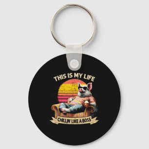 Pig Funny Animal Sungles Vintage Fathers Day Key Ring