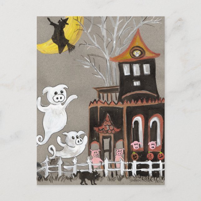 Pig Ghosts Haunted House postcard (Front)