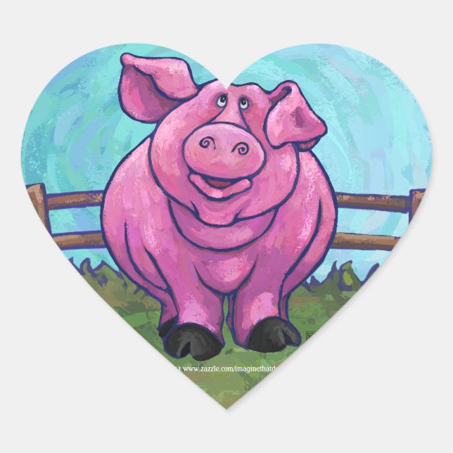 Pig Gifts & Accessories Heart Sticker (Front)