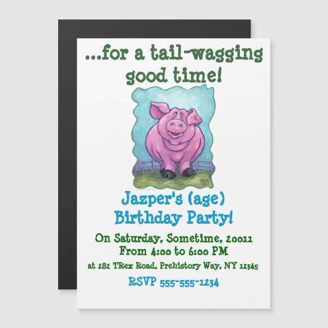 Pig Gifts & Accessories Magnetic Invitation (Front/Back)