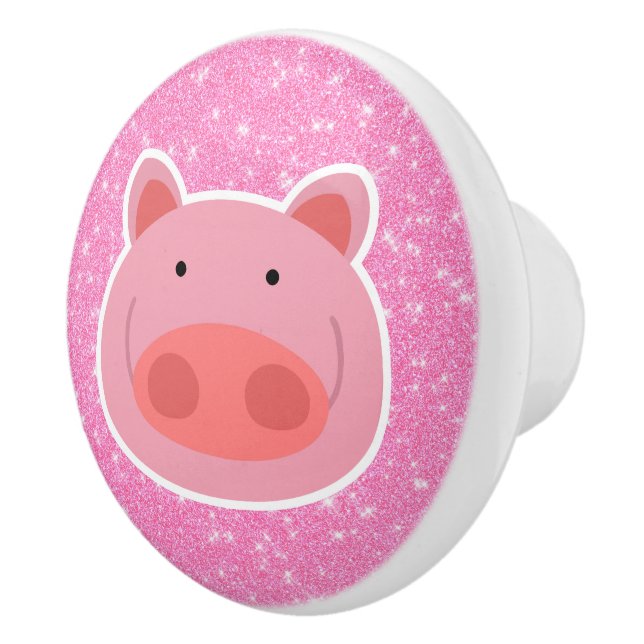 Pig Glitter Ceramic Knob (Right)