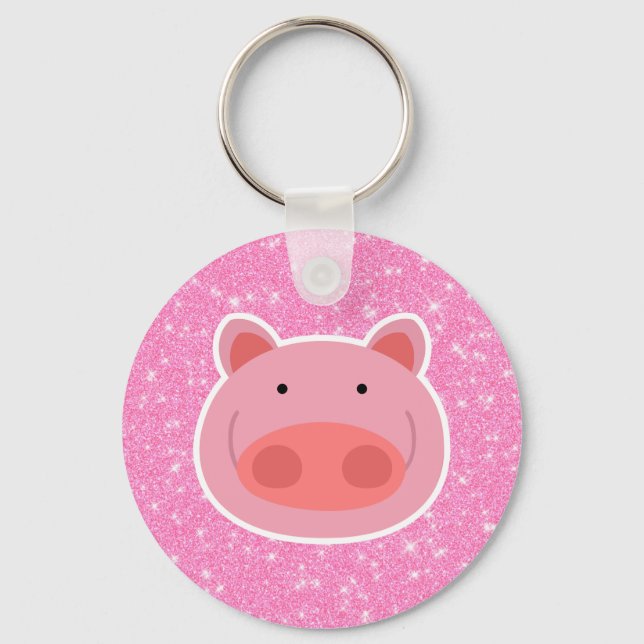 Pig Glitter Key Ring (Front)