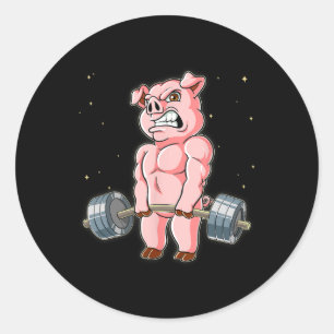 Pig Gym Weight Training Deadlift  Classic Round Sticker