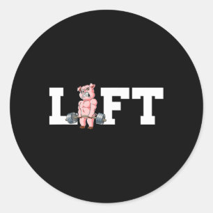 Pig Gym Weight Training Lift Deadlift Classic Round Sticker