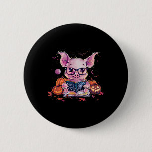 Pig Halloween Costume Pumpkin Witchcraft Book Read 6 Cm Round Badge