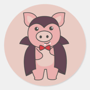Pig Halloween Cute Devil Vampire Costume Classic R Round Sticker