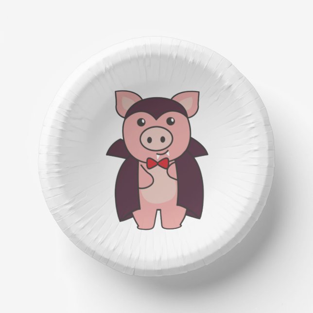 Pig Halloween Cute Devil Vampire Costume Paper Plate (Front)