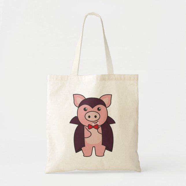 Pig Halloween Cute Devil Vampire Costume Tote Bag (Front)
