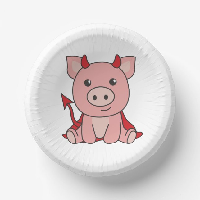 Pig Halloween Cute Devil Witch Costume Paper Plate (Front)